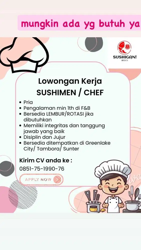 FULL TIME CHEF/SUSHIMEN