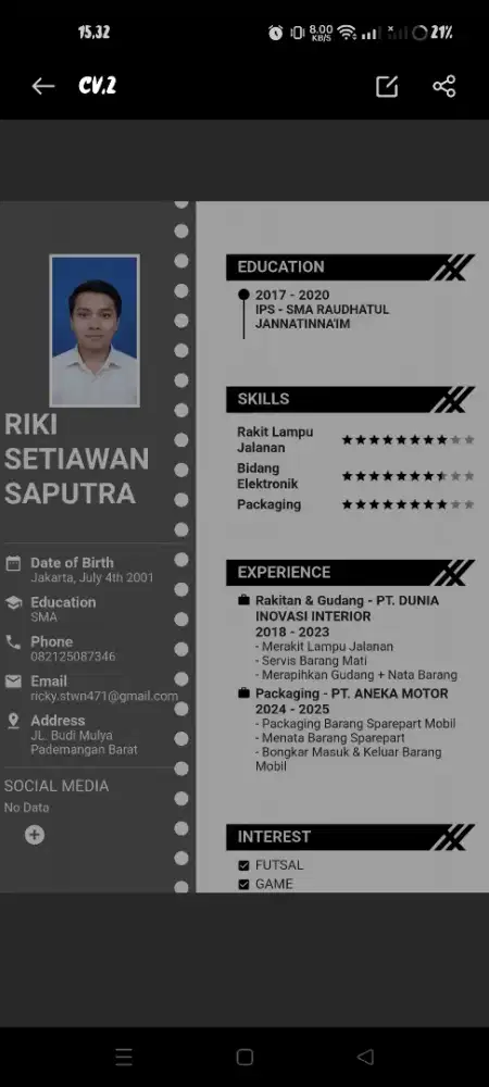 Saya mencari pekerjaan