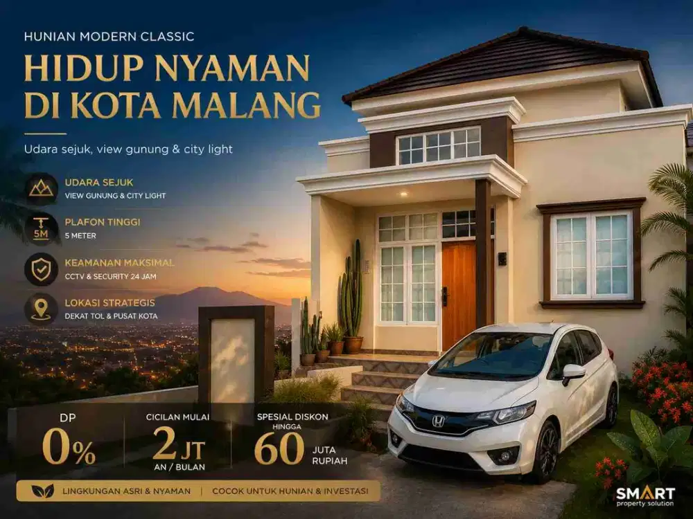 Rumah kota Malang View Gunung City Light Dataran Tinggi