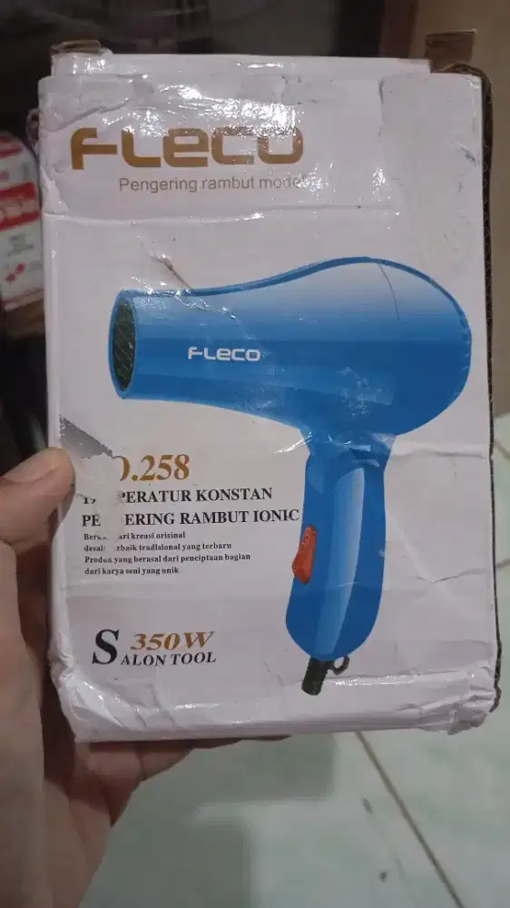 Ready hairdryer fleco warna biru low watt dijual 50rb