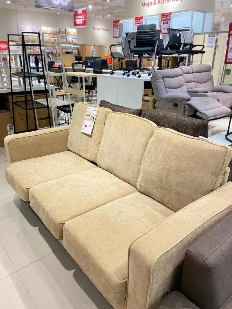 JUAL BARU SOFA PENYIMPANAN 3 Seater bahan bludru