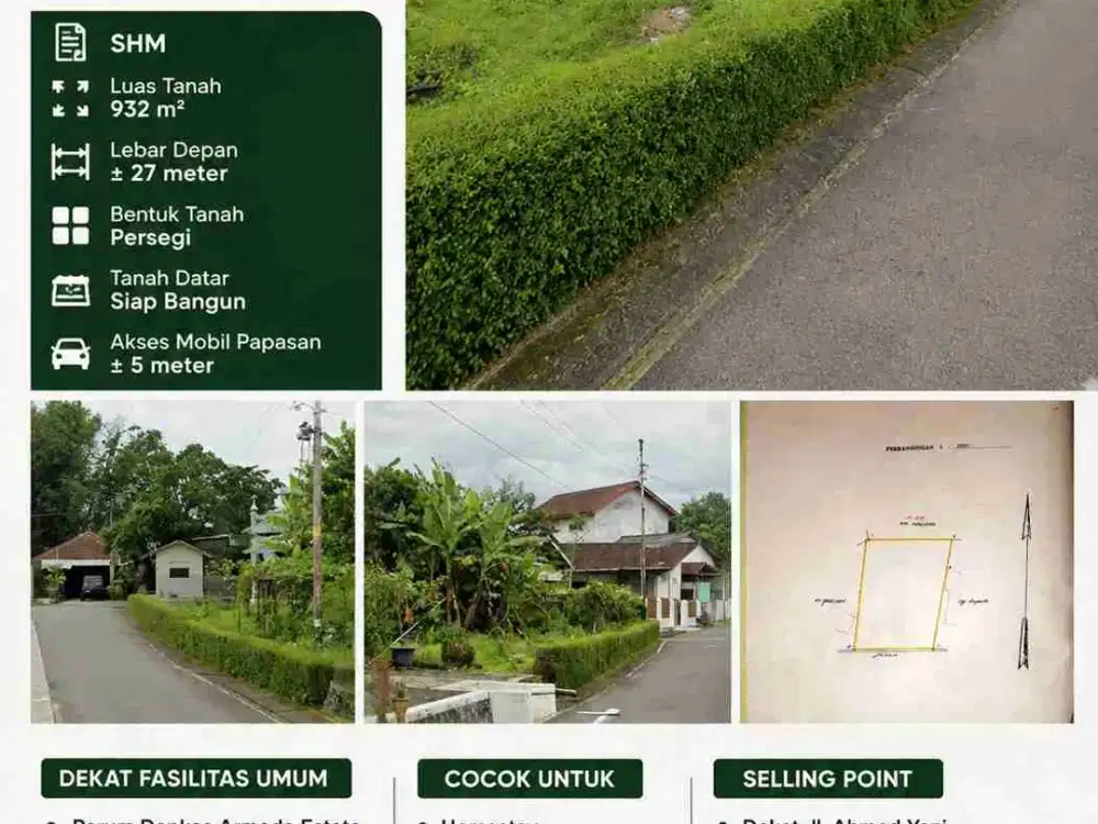 TANAH STRATEGIS 932 m² DI MAGELANG UTARA – LOKASI LANGKA, POTENSI BESAR, AKSES MUDAH