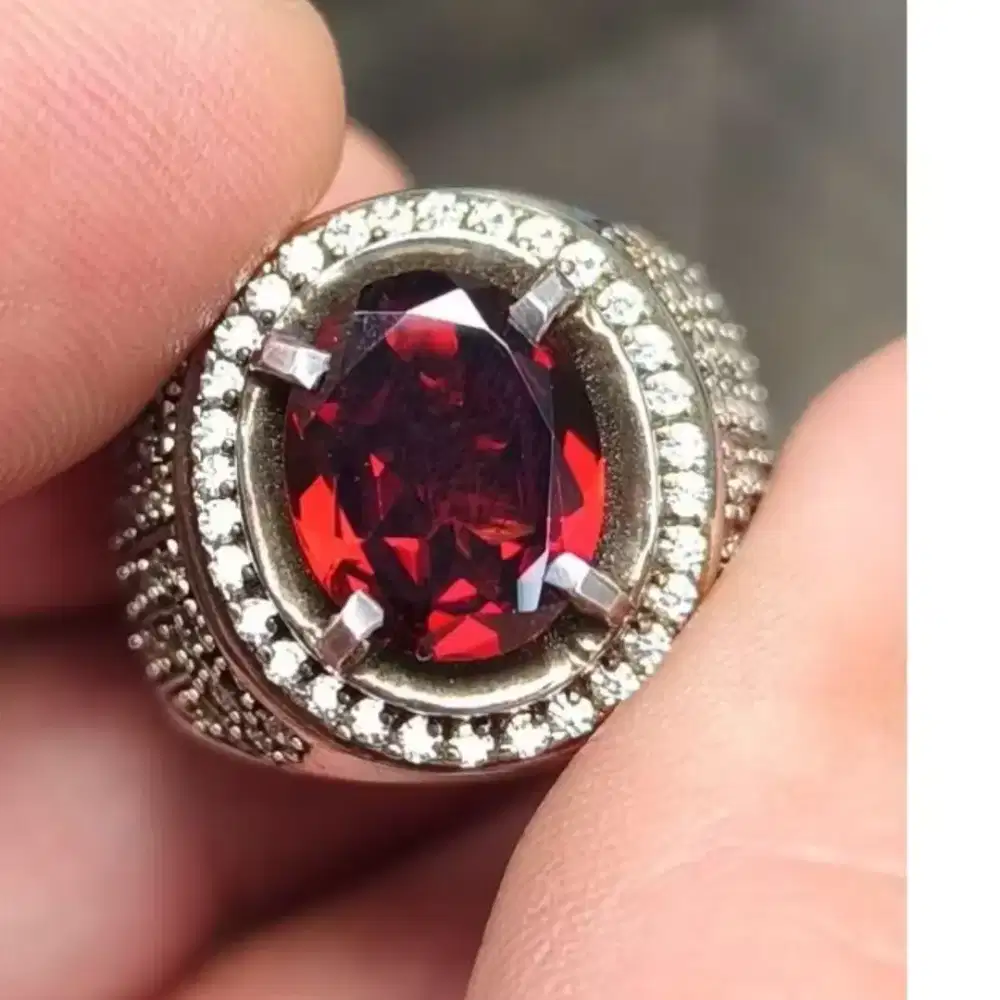 Batu garnet rhodolite 3.25 carat ring perak memo cgl