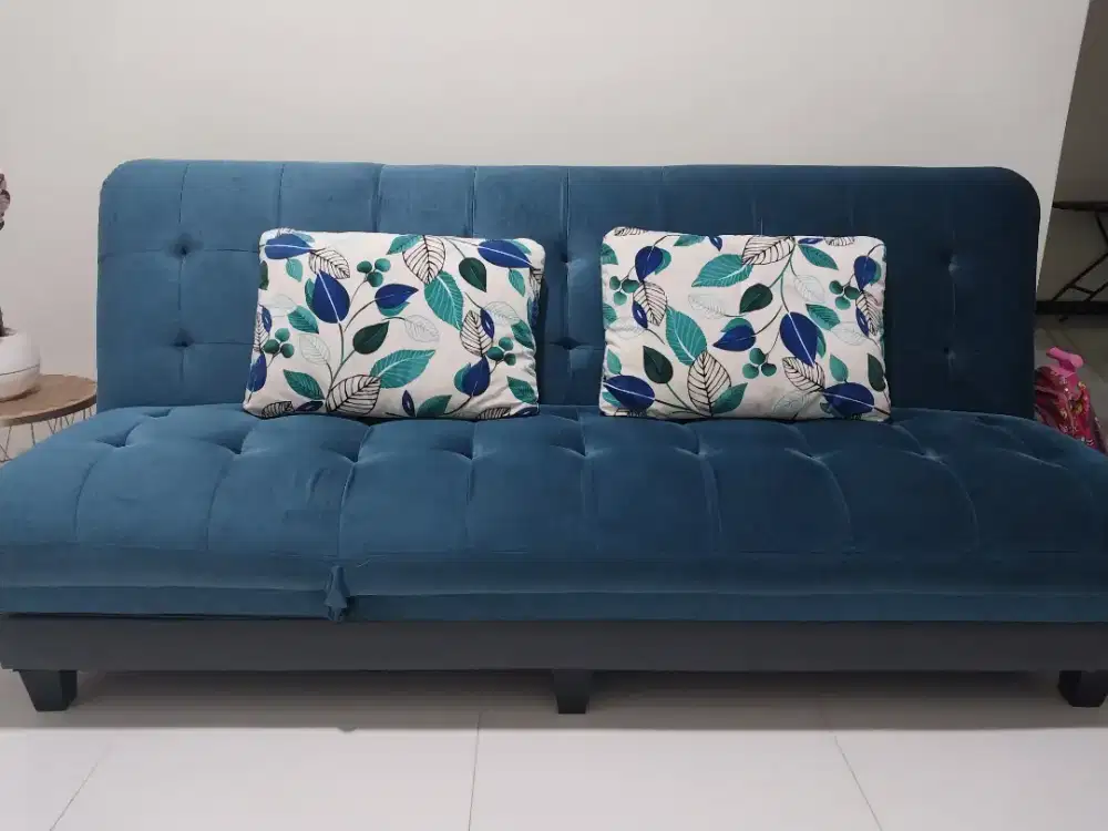 Sofa Bed Bagus Biru Bludru