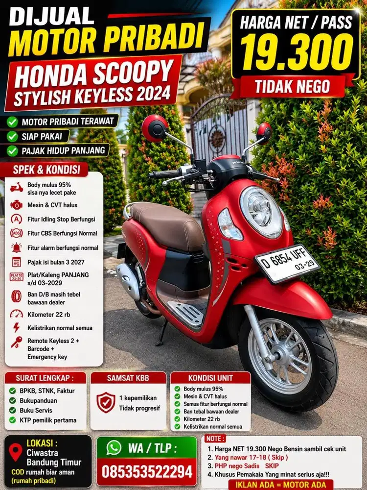 SCOOPY STYLISH KEYLESS ( KTP ada )