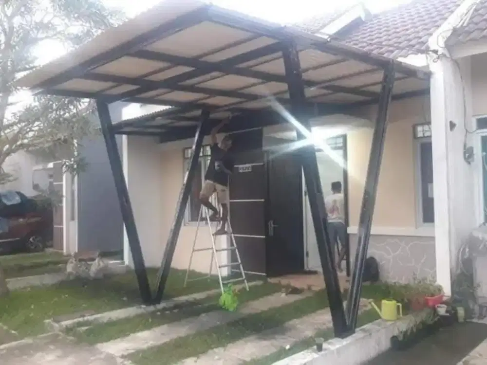 Kanopi baja ringan cat hitam tiaang V