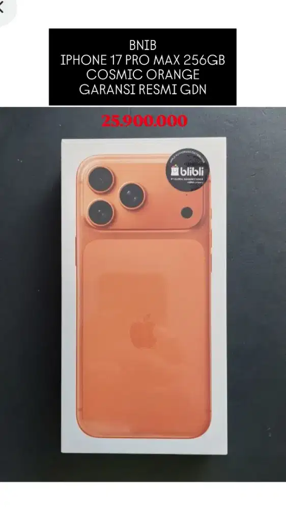 IPHONE 17 PRO MAX 256GB COSMIC ORANGE GARANSI RESMI GDN