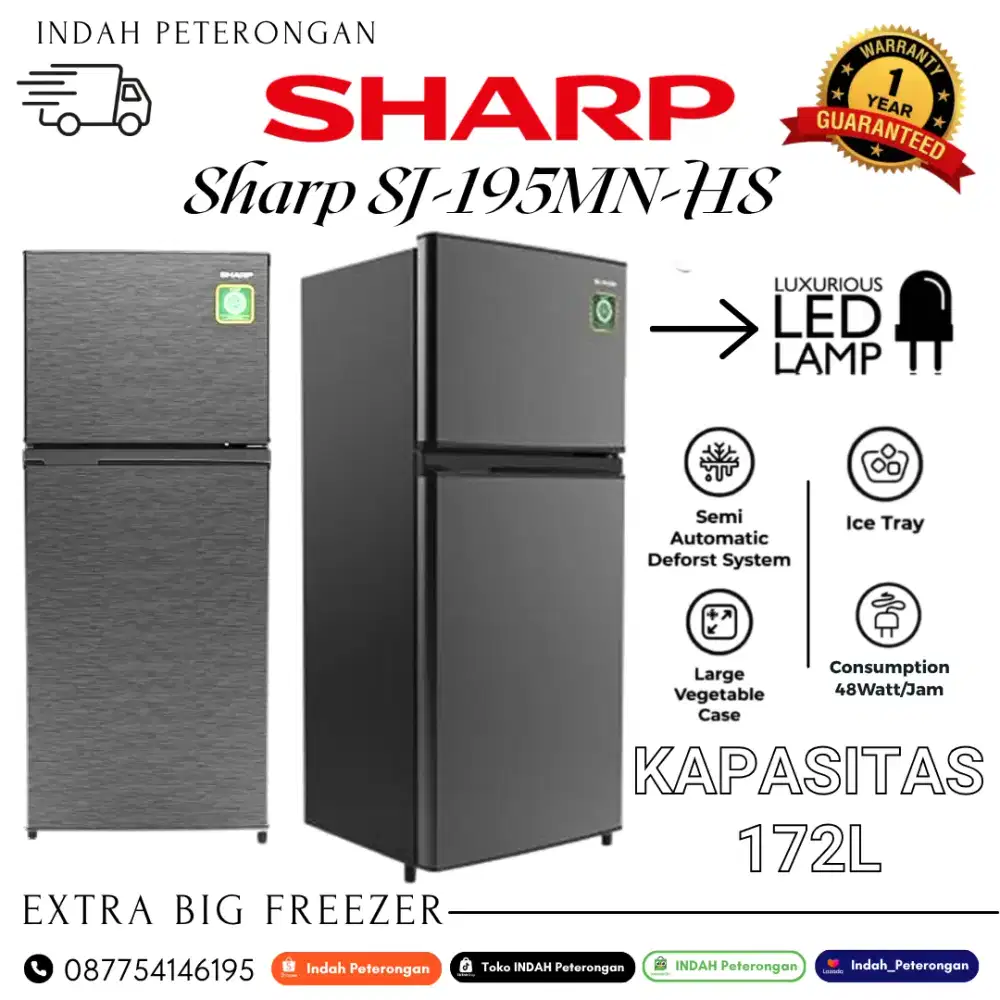 Lemari es 2 pintu sharp SJ-195MN-HS