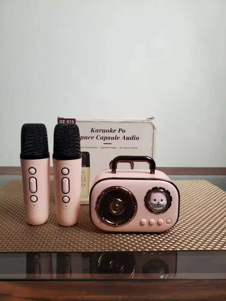 Speaker Karaoke Mini plus 2 mikrofon wireless