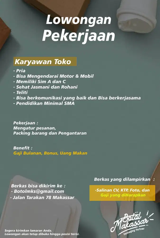 Buka Lowongan Kerja Karyawan Toko