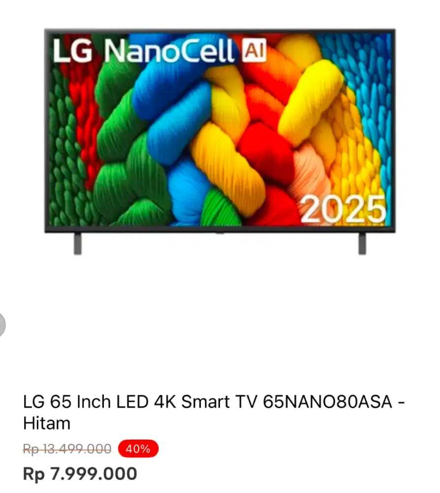 LG 65 INCH LED 4K SMART TV 65NANO80ASA