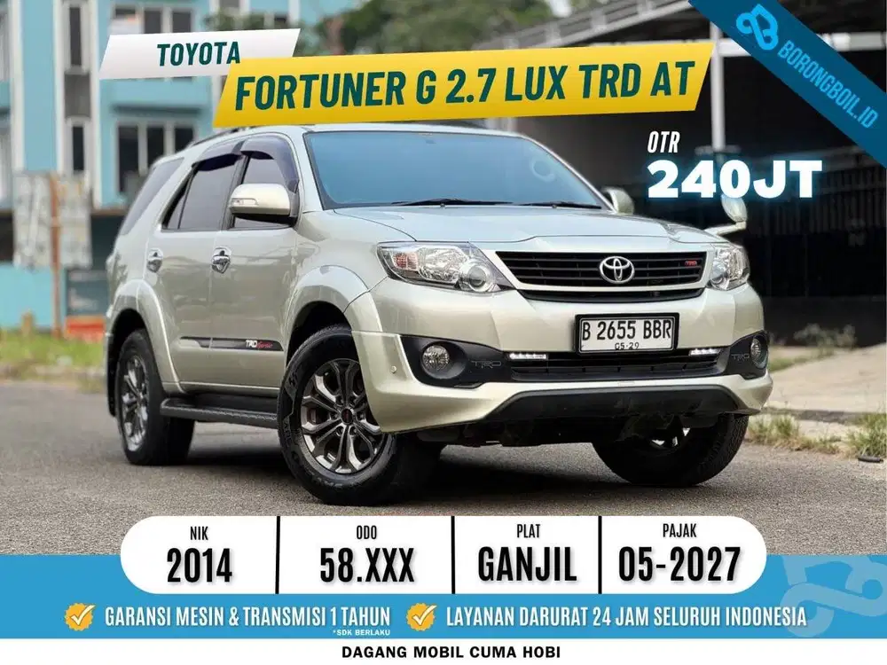 Verry low km Toyota Fortuner G 2.7 At trd lux 2014 Bensin