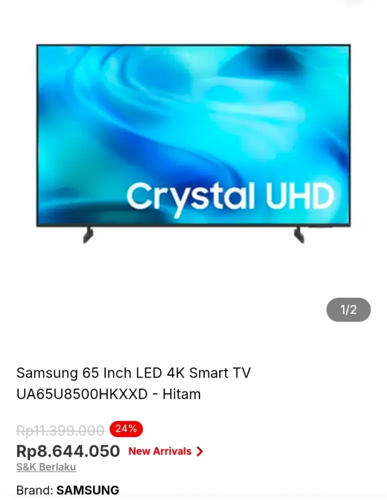 Samsung 65 Inch LED 4K Smart TV