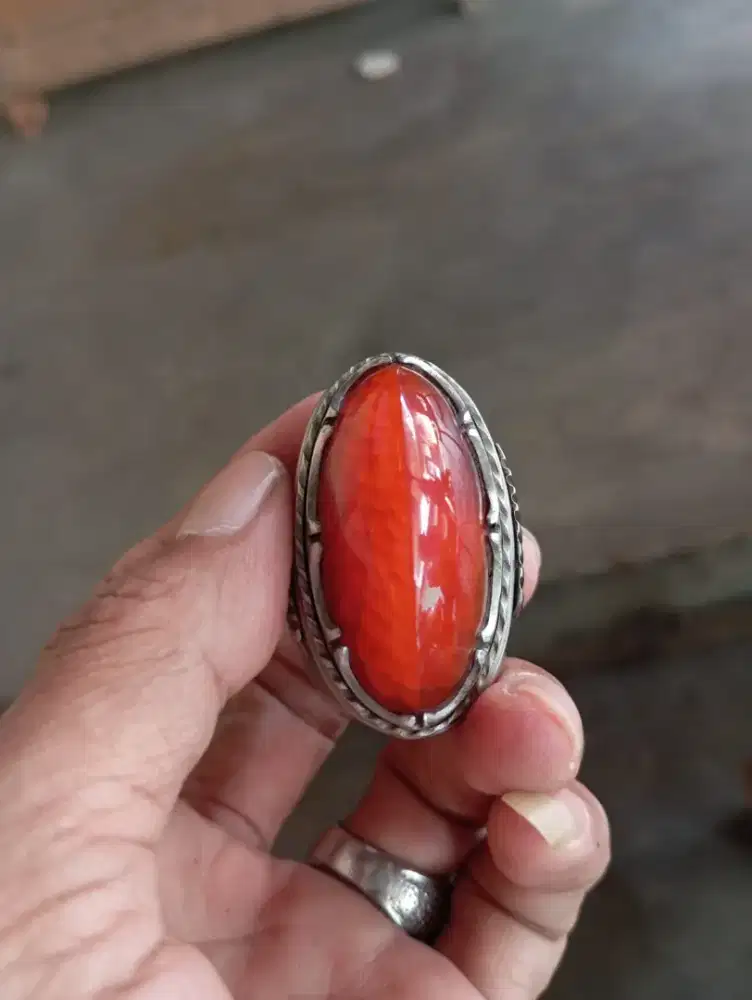 Batu Cincin Akik Permata Natural Agate Pandan Merah Ajiibb