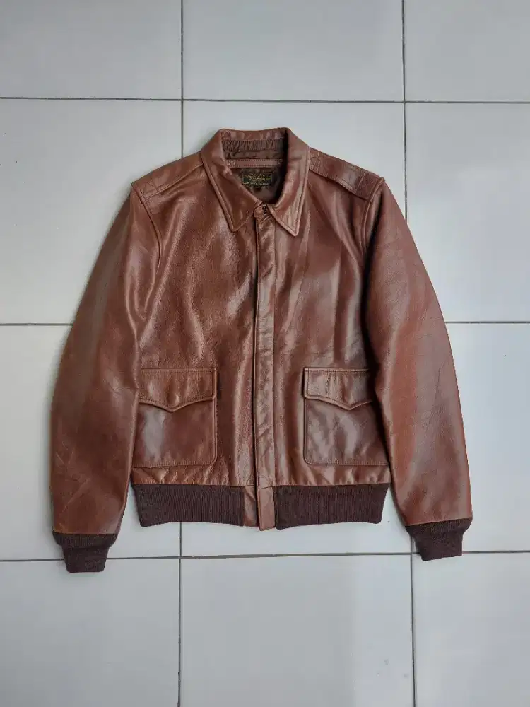 AVIREX A2 AVIATOR LEATHER JACKET VINTAGE JAKET KULIT CLASSIC MILITARY