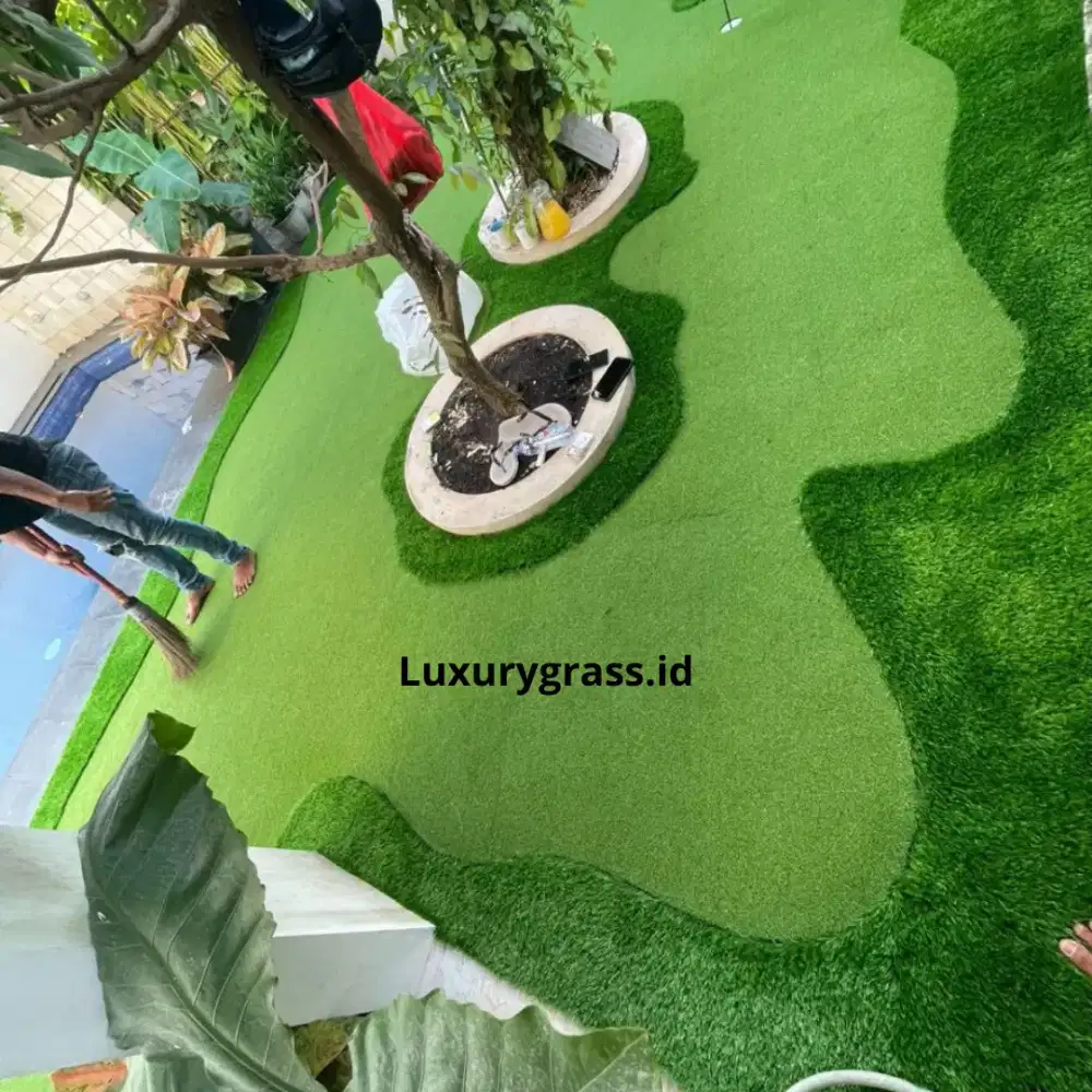 Rumput sintetis untuk taman rumah, sekolah, kafe, dan rooftop