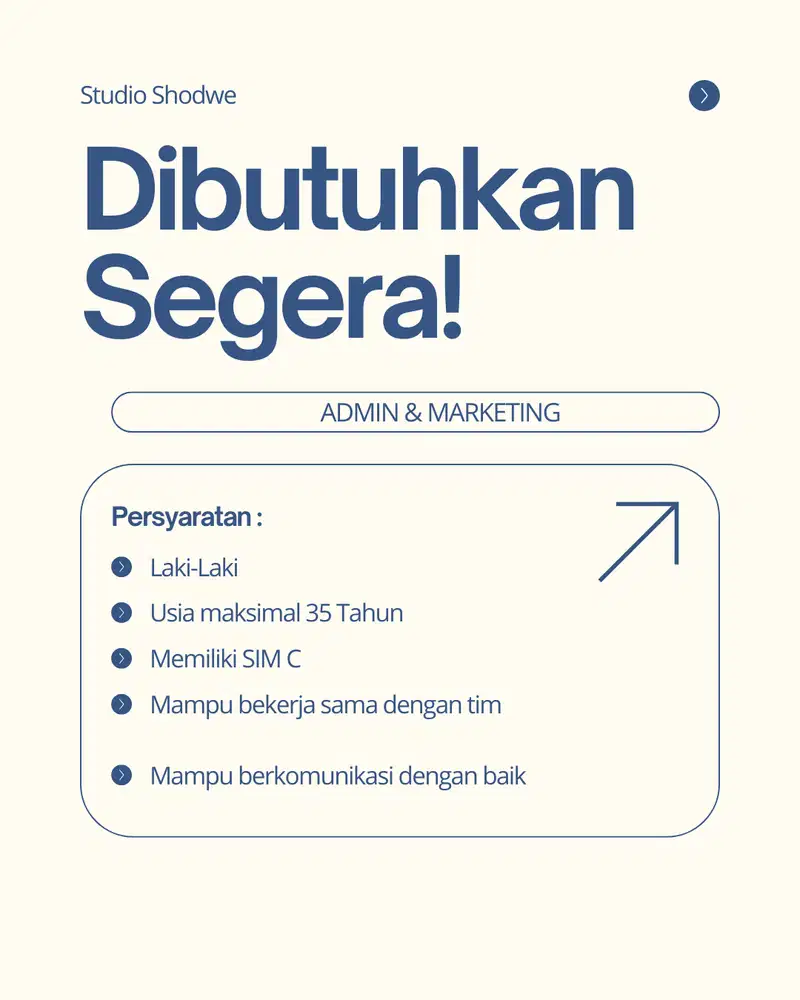 Lowongan kerja Admin & Marketing