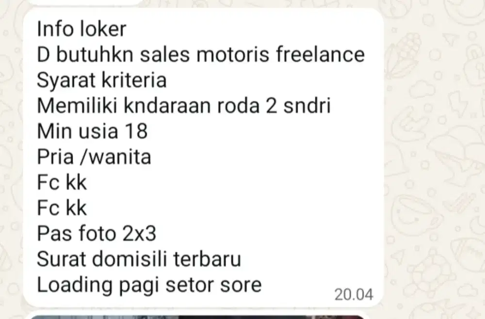 Sales motoris wilayah terjangkau
