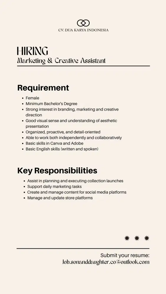 MARKETING AND CREATIVE ASSISTANT