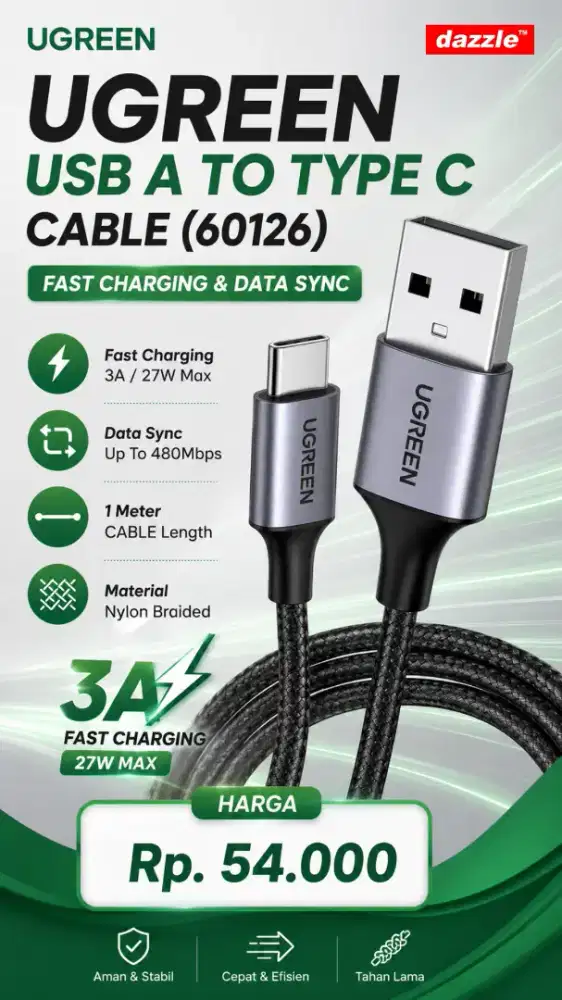 UGREEN USB A TO TYPE C CABLE (60126)