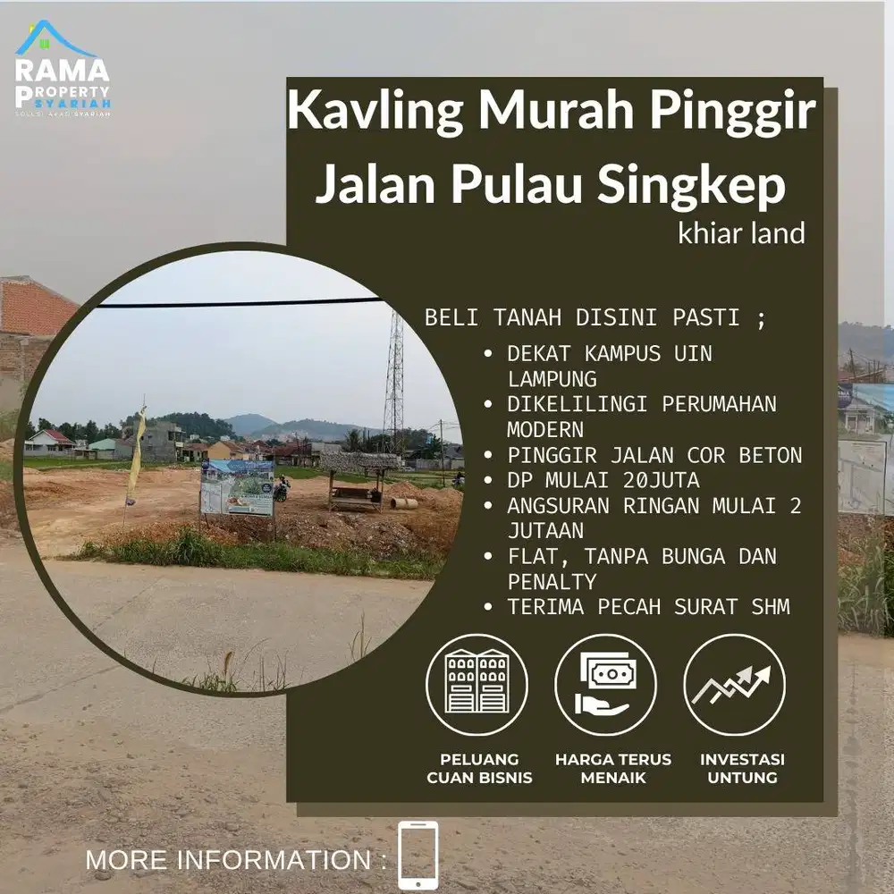KAVLING PULAU SINGKEP DIPINGGIR JALAN COR BETON DP MURAH BISA CICIL