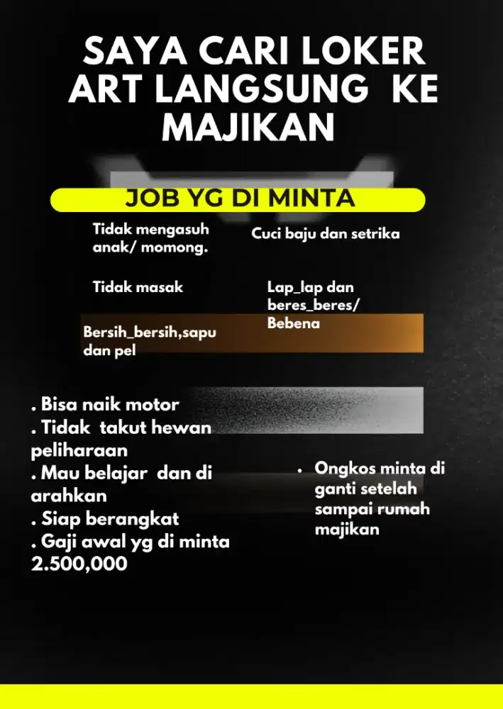 Saya cari loker ART langsung ke majikan