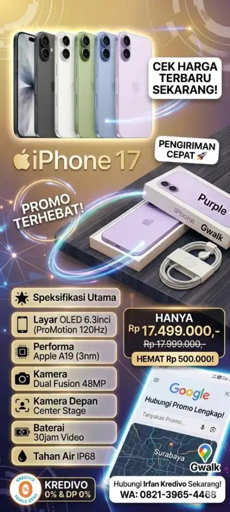 NEW IPHONE 17! DISKON 500RB + BISA CICILAN 0% KREDIVO Erafone Gwalk