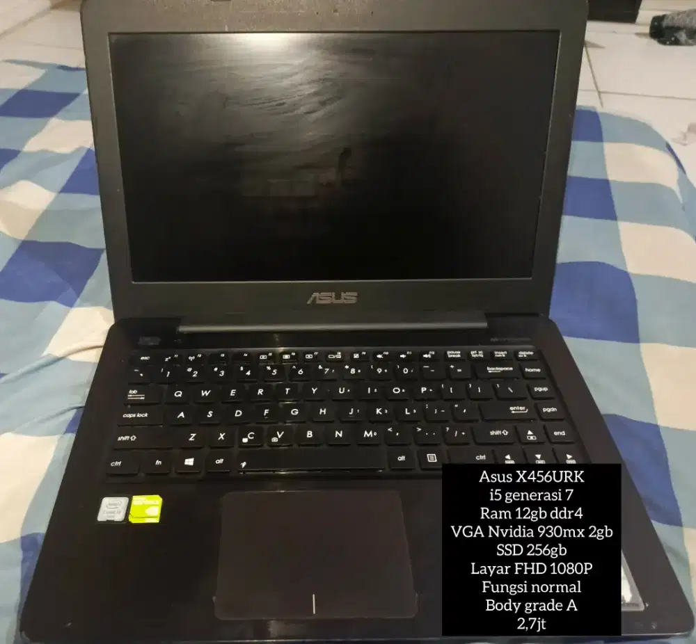 Asus x456urk i5 7200u, ram 12gb ddr4, ssd256, VGA Nvidia 930mx 2gb