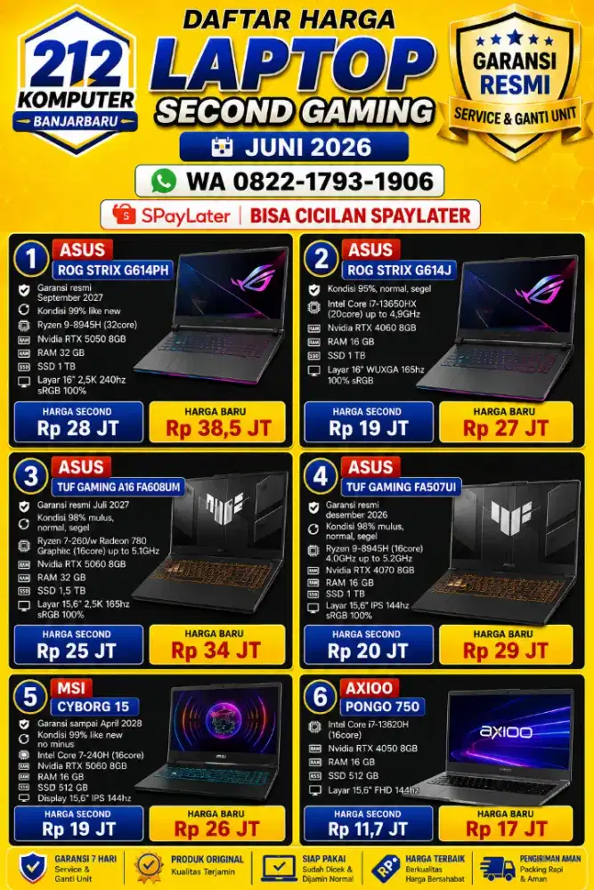 Daftar Laptop Gaming Second Bergaransi Resmi