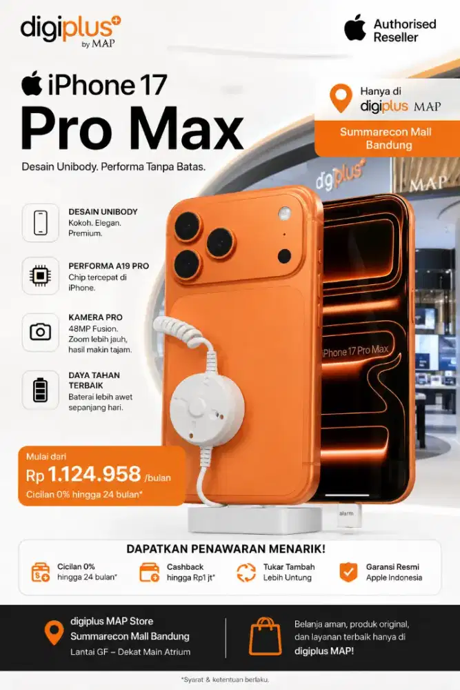 iPhone 17 Pro Max Warna Oranye Digiplus Store Summarecon Mall Bandung!