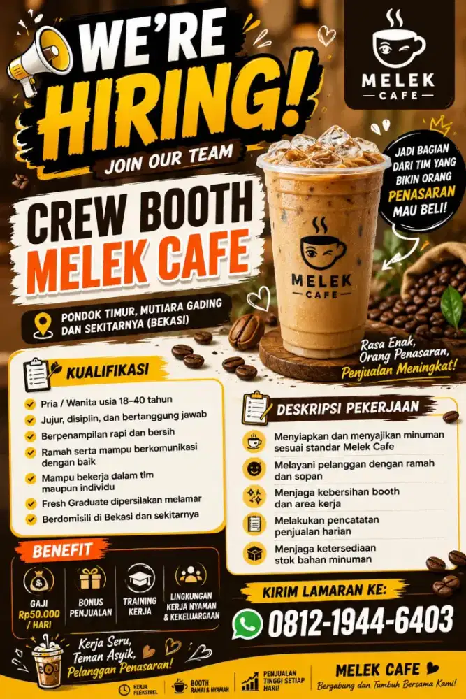 Bergabung dengan kami crew melek cafe