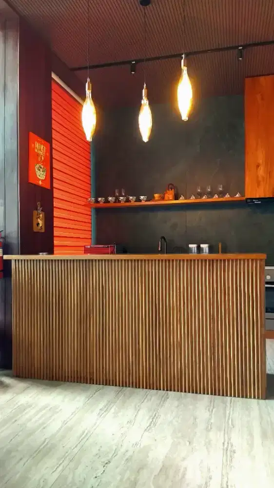 Kitchen Island / Meja Bar Kayu Jati Teak Wood model salur.