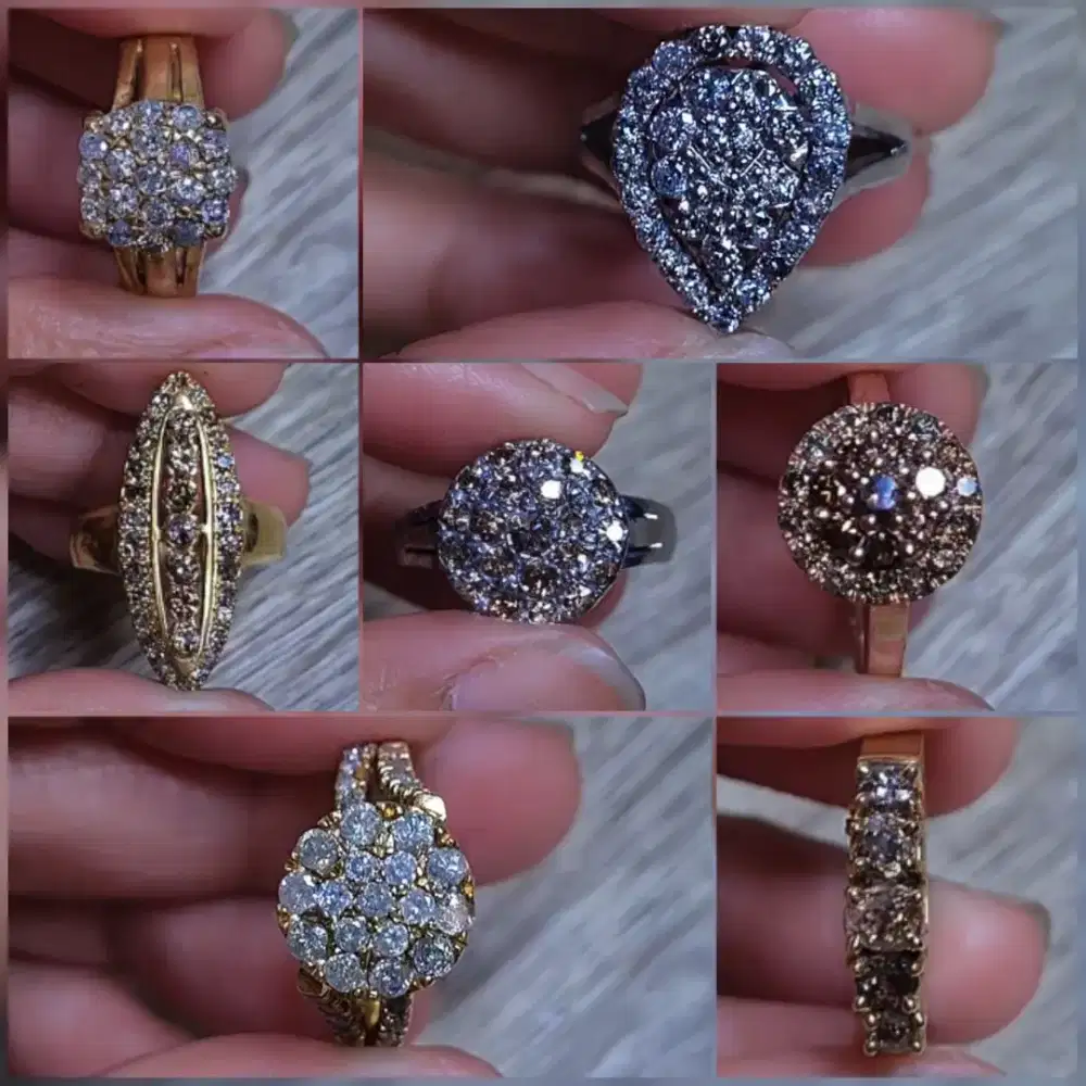 Borongan 7 Pcs Cincin Berlian Model Premium Siap Pakai Koleksi Mewah