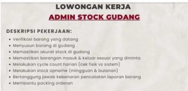 Admin Stock Gudang