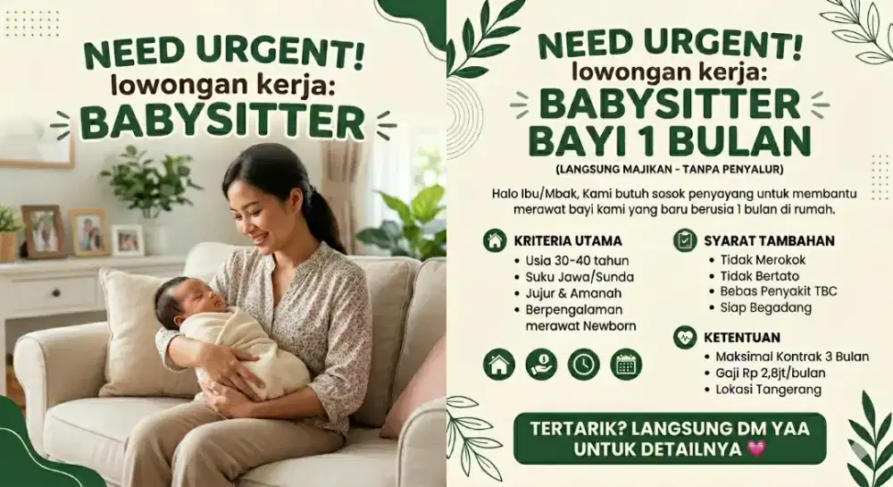 Loker babysitter (langsung majikan)