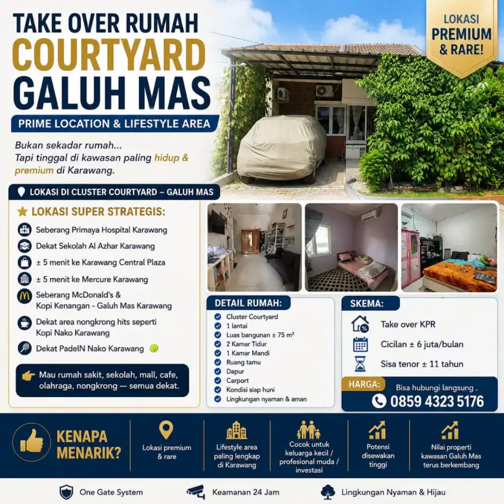 Rumah Strategis Galuh Mas Cluster Courtyard