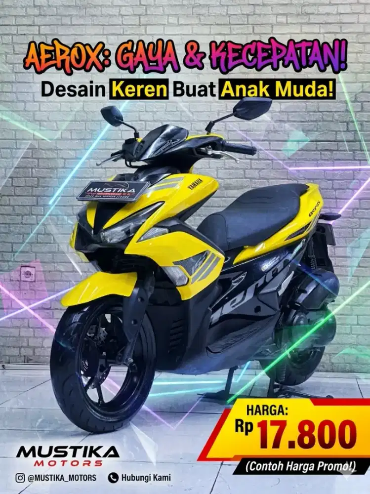 Perfect Condition!!Yamaha Aerox 155cc 2017 Yellow Plat Jatim-Mustika