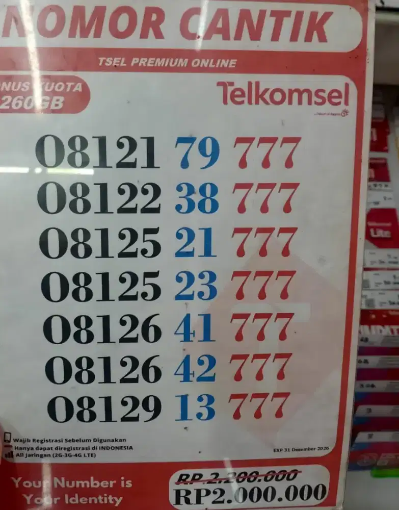 Nomor cantik Telkomsel