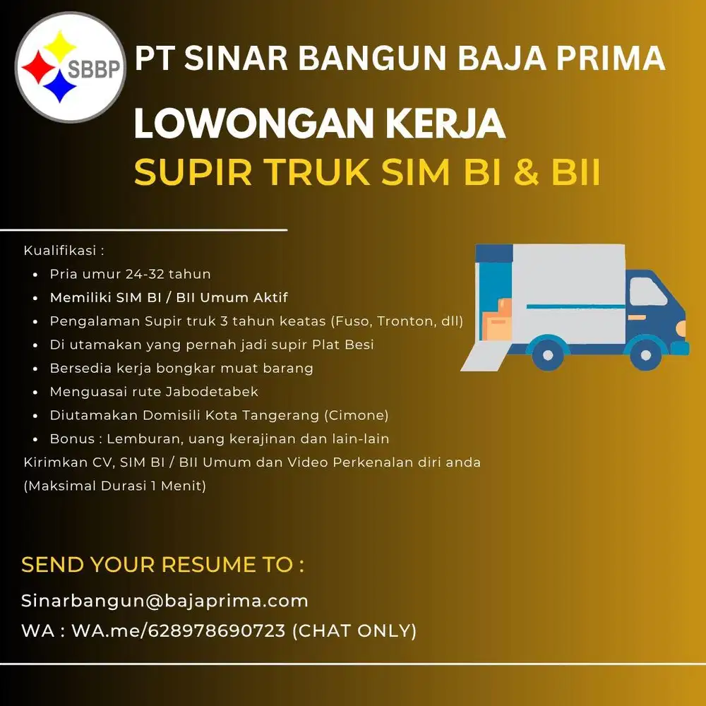 Dibutukan CEPAT Supir Truk Fuso