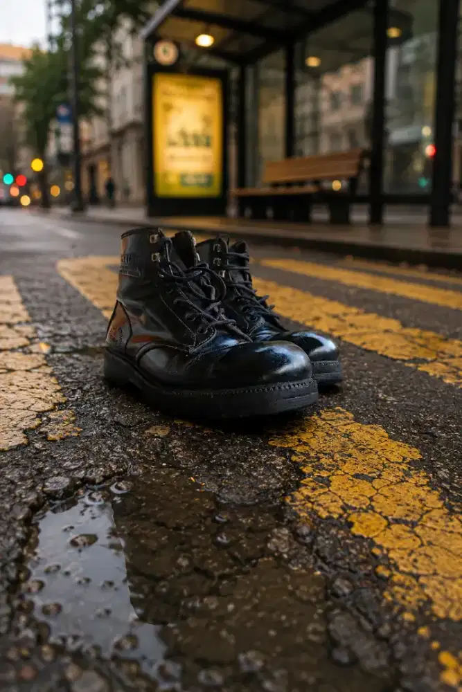 Black Boots Kulit Asli Bandung Size 43 | Sol Tebal | Kondisi 90%