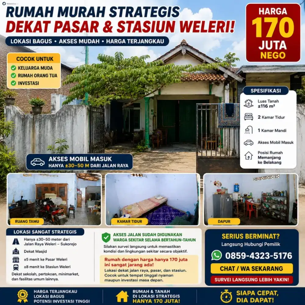 RUMAH DEKAT PASAR & STASIUN WELERI