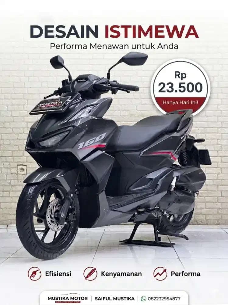 Perfect Condition!!Honda Vario 160cc 2023 Black N Asli Mulus-Mustika