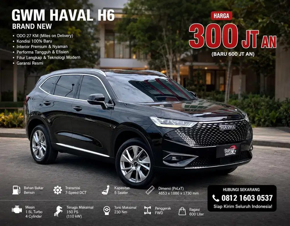 GWM Haval H6 Brand New Baru Hybrid Hitam Murah No PR Irit