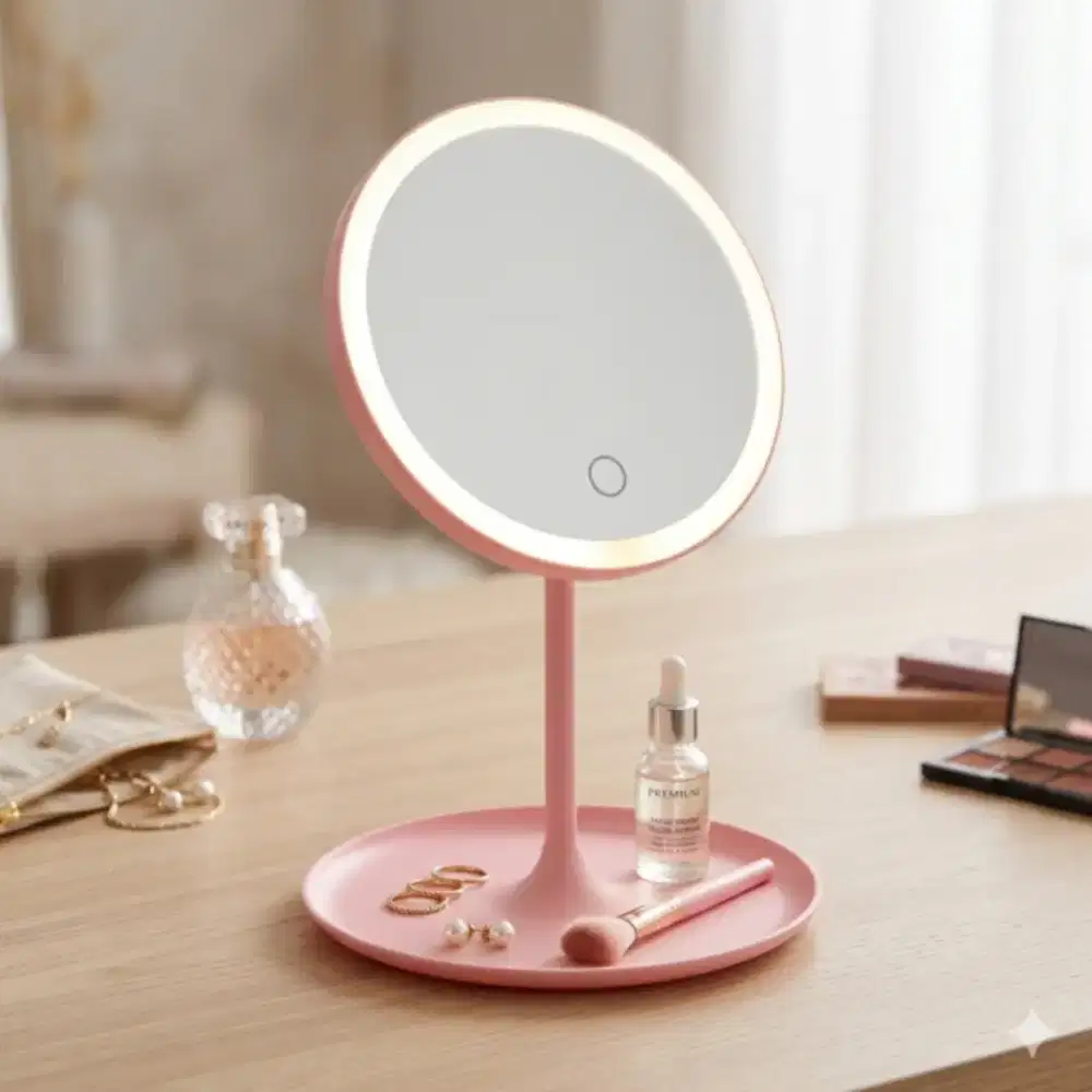 Cermin Make Up LED Portable Lipat Lipat 90 Derajat Sentuh Meja Rias