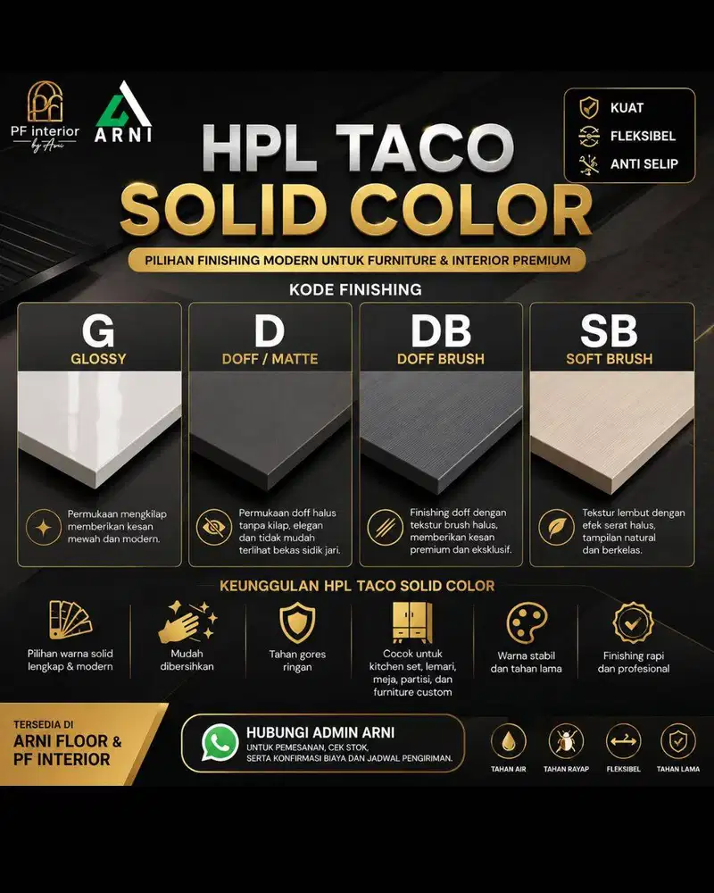 HPL TACO SOLID COLOR I Pilihan Warna Premium untuk Interior Modern