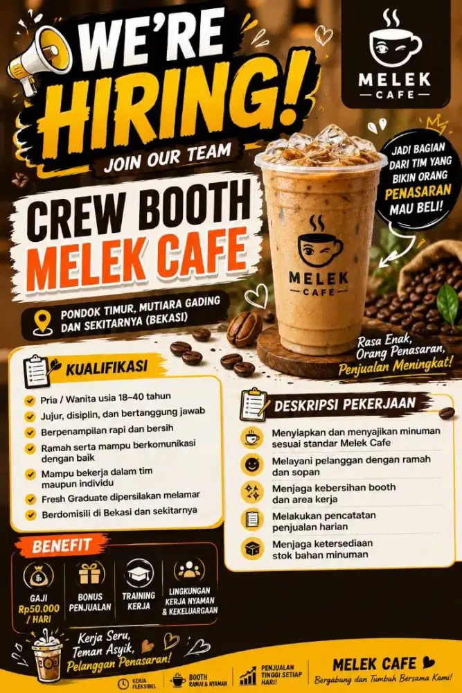 GABUNG SEGERA MENJADI CREW MELEK CAFE