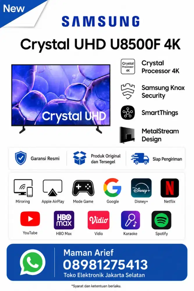 Tv 55 inch Samsung Smart TV Crystal UHD 4K U8500F