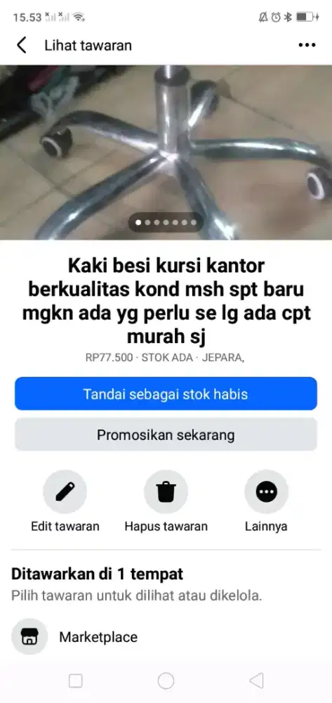 Kaki besi kursi kantor berkualitas kond msh spt baru mgkn perlu murah