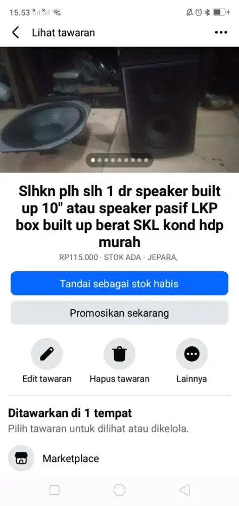 Slhkn plh slh 1 dr speaker 10 atau speaker pasif LKP box brg built up