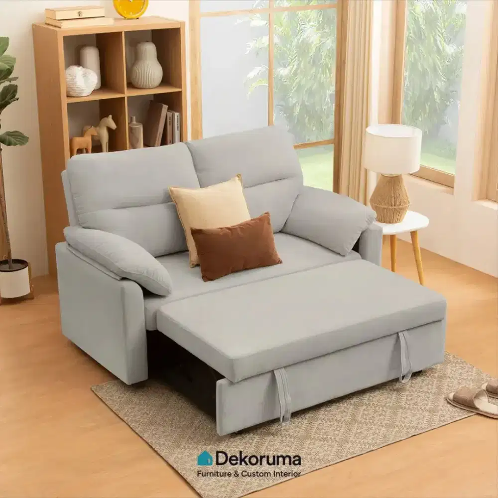 SOFA BED SLEEPER ATSUKA Kain Abu-abu Muda